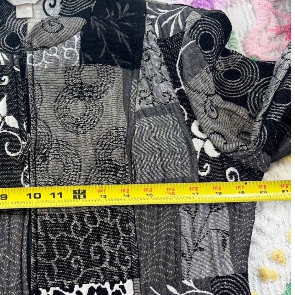 Christopher Banks Patchwork Blazer‎ Jacket Black White Gray Women's M - Picture 7 of 9